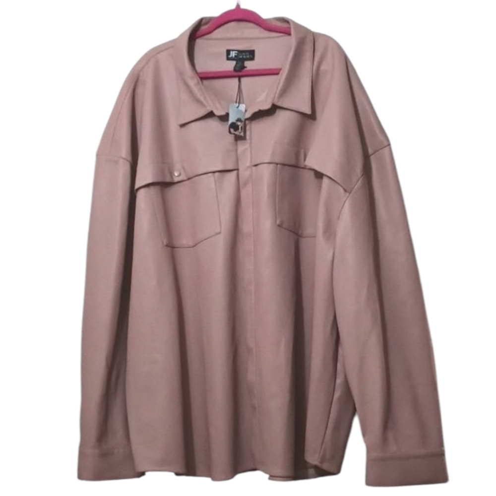 Faux Leather Shirt Jacket